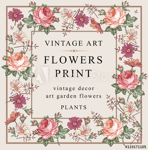 492x500 Beautiful Baroque Flowers Vintage Greeting Invitation Card