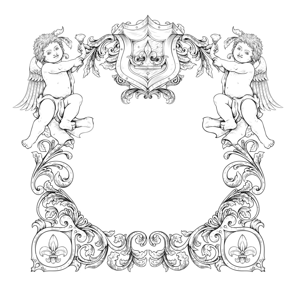 Vector Victorian Frame With Angels Royalty Free Stock Image 1000x962 Vector Victorian Frame With Angels Royalty Free Stock Image