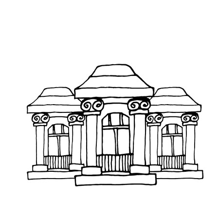 450x450 Liner Painting Victorian House On White Vector Illustration