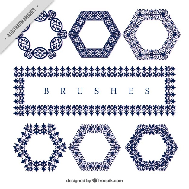 626x626 Hexagonal Victorian Ornaments With A Frame Vector Free Download