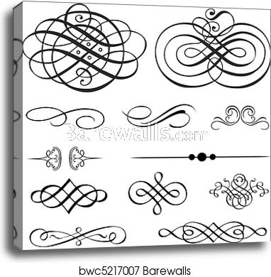 382x390 Vector Victorian Ornament Set, Canvas Print Barewalls Posters