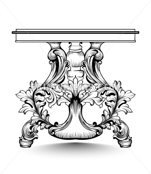 519x600 Baroque Console Table With Luxurious Ornaments Vector French