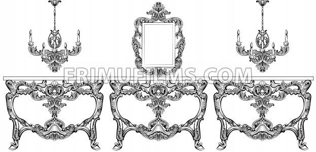 623x300 Baroque Furniture Set With Luxurious Ornaments Vector French