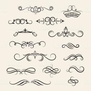 300x300 Flourish Scroll Vector Design Elements Victorian Ornate Decorative