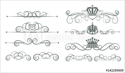 500x294 Victorian Scrolls And Crown Decorative Elements Vector Art