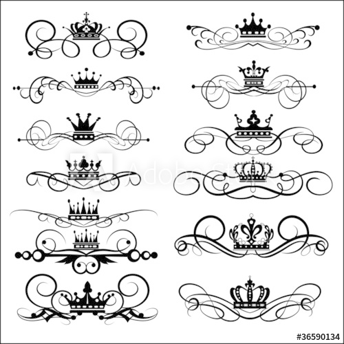 500x500 Victorian Scrolls And Crown Decorative Elements Vintage