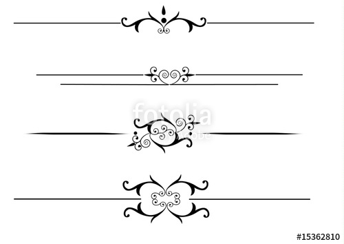 500x354 Victorian Scrolls In Black With Rulelines Stock Image