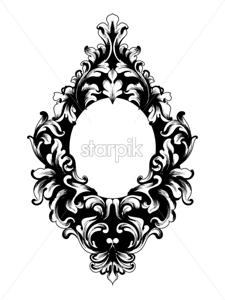 451x600 Baroque Mirror Frame Vector Victorian Ornamented Border Monogram