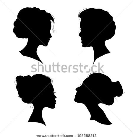 450x470 Victorian Silhouette Woman Head Portrait Of Beautiful Girl