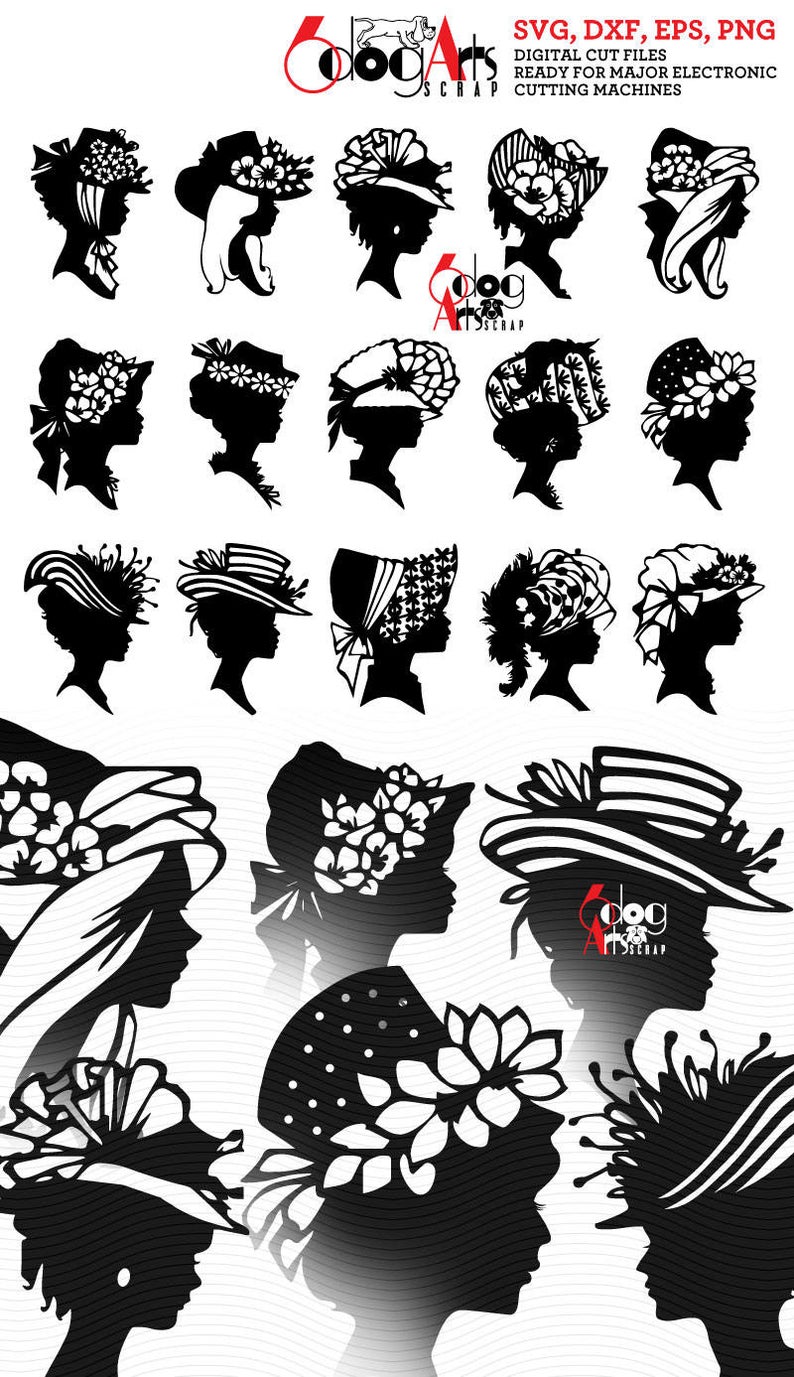 794x1377 Victorian Women Silhouettes Digital Dxf Cricut Etsy