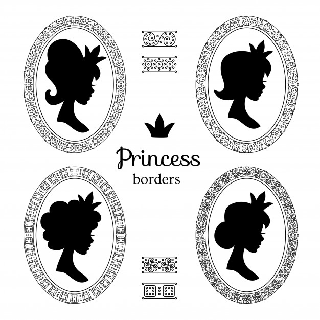 626x626 Medieval Princess Silhouette Portraits In Vintage Victorian Frames