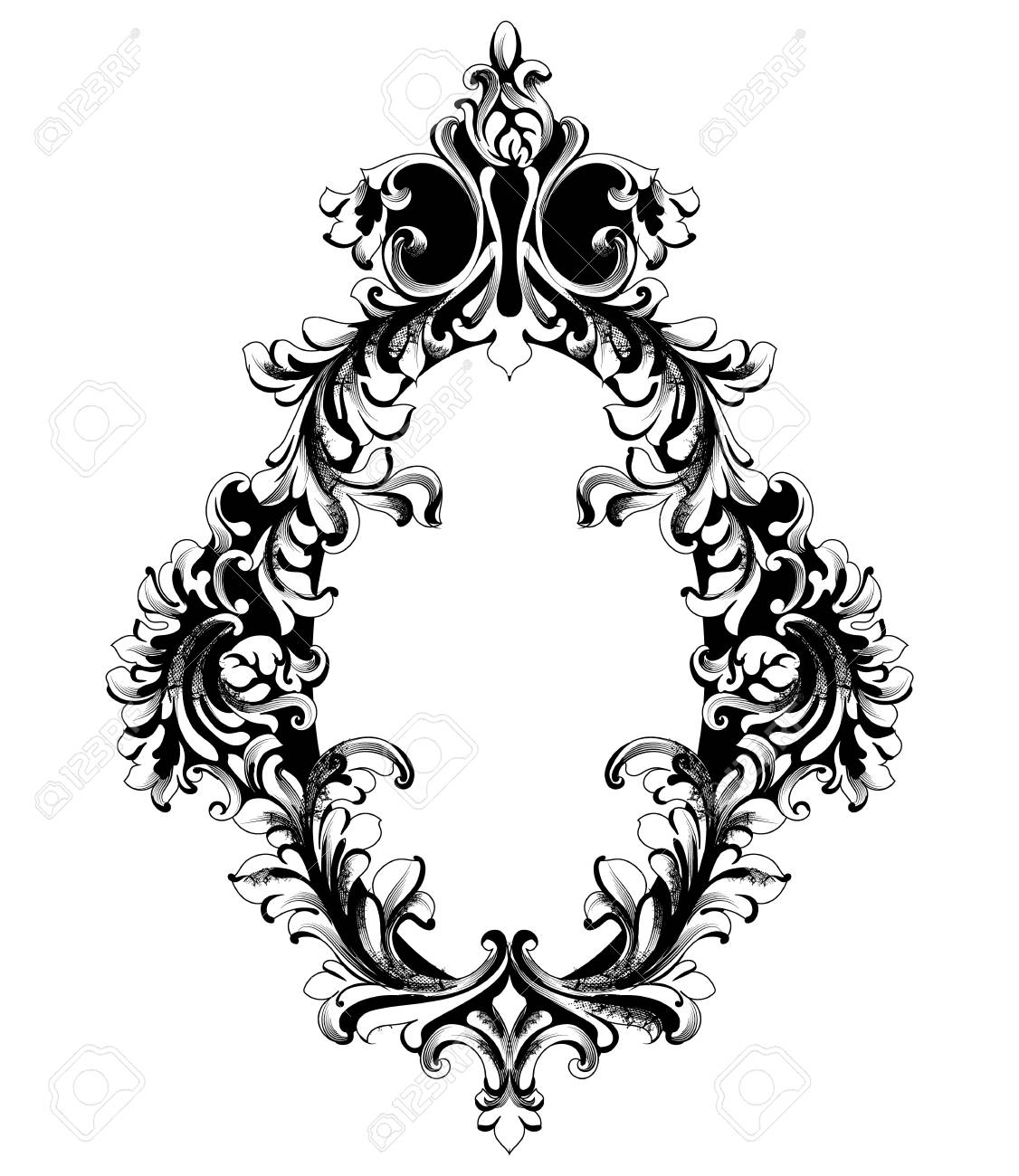 1126x1300 Mirror Frame Vector Silhouette Baroque Mirror Frame Vector French