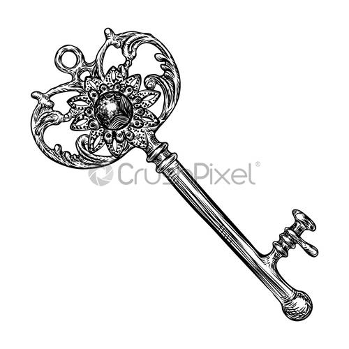 Ornamental Medieval Vintage Key With Intricate Design, Victorian 500x500 Ornamental Medieval Vintage Key With Intricate Design, Victorian