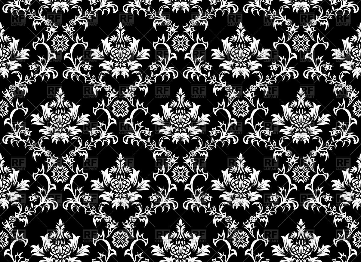 Vintage Black Wallpaper In Victorian Style Vector Image 1200x872 Vintage Black Wallpaper In Victorian Style Vector Image