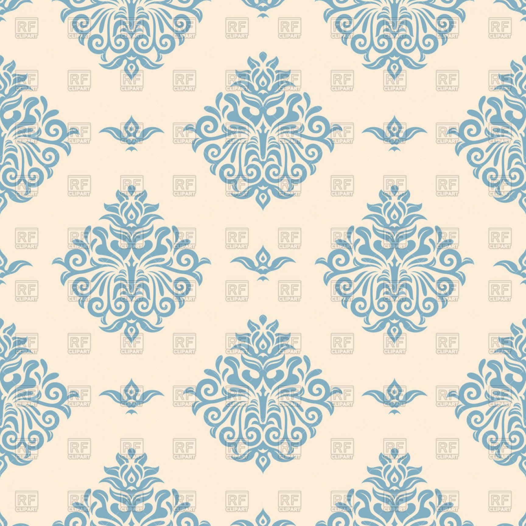 Blue Vintage Wallpaper With Victorian Ornament Vector Clipart 1728x1728 Blue Vintage Wallpaper With Victorian Ornament Vector Clipart