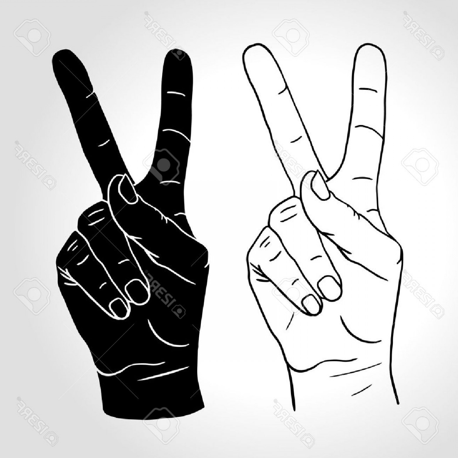 1560x1560 Photostock Vector Illustration Hand With Two Fingers Up