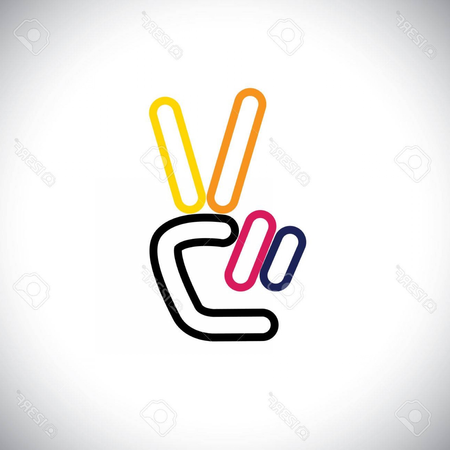 1560x1560 Photostock Vector V Hand Victory Symbol Vector Logo Line Icon This