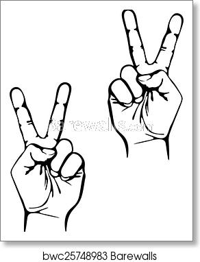 292x382 Victory Or Vote Symbol Vector Hand Icon Art Print Barewalls