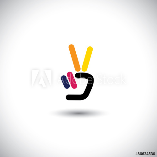 500x500 V Hand Victory Symbol Vector Logo Icon