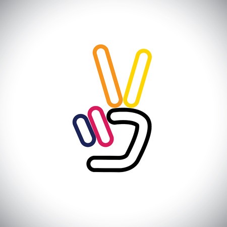 450x450 V Hand Victory Symbol Vector Logo Line Icon This Icon Can Also