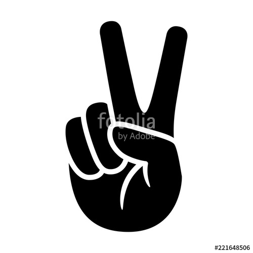 500x500 Hand Gesture V Sign For Victory Or Peace Flat Vector Icon For Apps