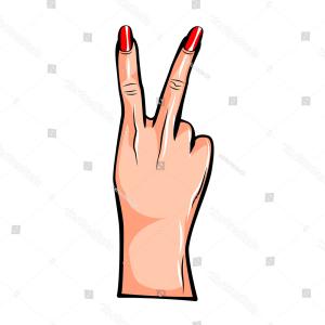 300x300 Photostock Vector Hand With Two Fingers Up Victory Or Peace Symbol