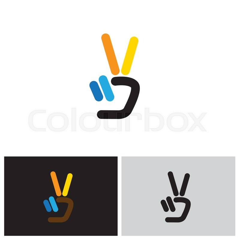 800x800 V Hand Victory Symbol Vector Logo Stock Vector Colourbox
