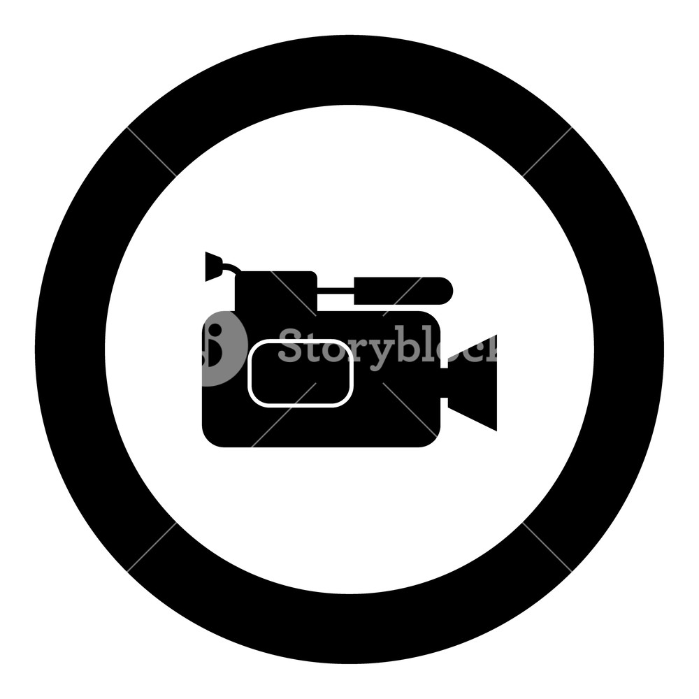 1000x1000 Videocamera Icon Black Color In Circle Vector Illustration