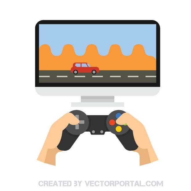 660x660 Playing Video Game Vector Image Technology Vector Illustrations