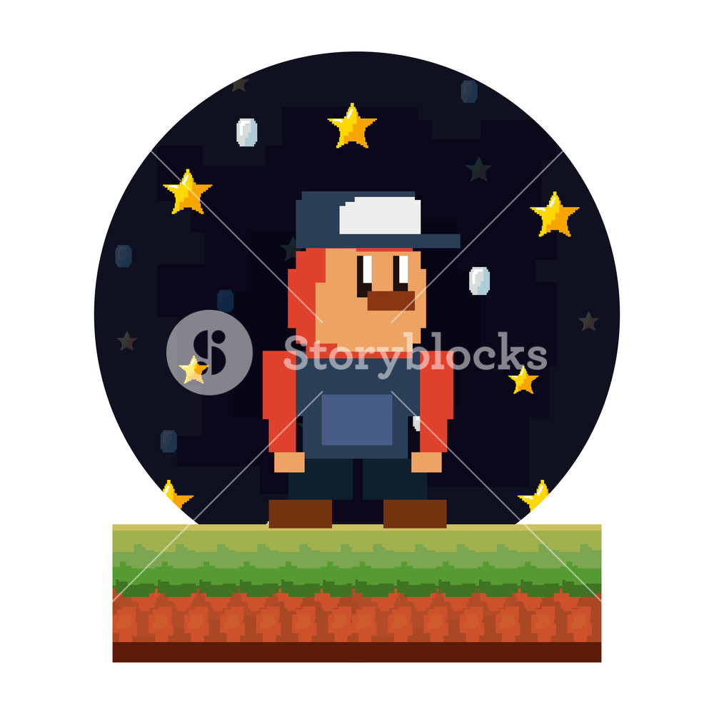 1000x1000 Character In The Night Stars Video Game Vector Illustration