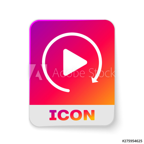 500x500 White Video Play Button Like Simple Replay Icon Isolated On White