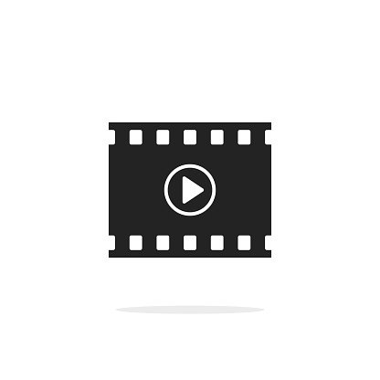 416x416 Filmstrip With Play Button Vector Icon, Video Film Cinema Movie