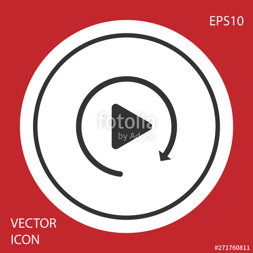 500x500 Grey Video Play Button Like Simple Replay Icon Isolated On Red