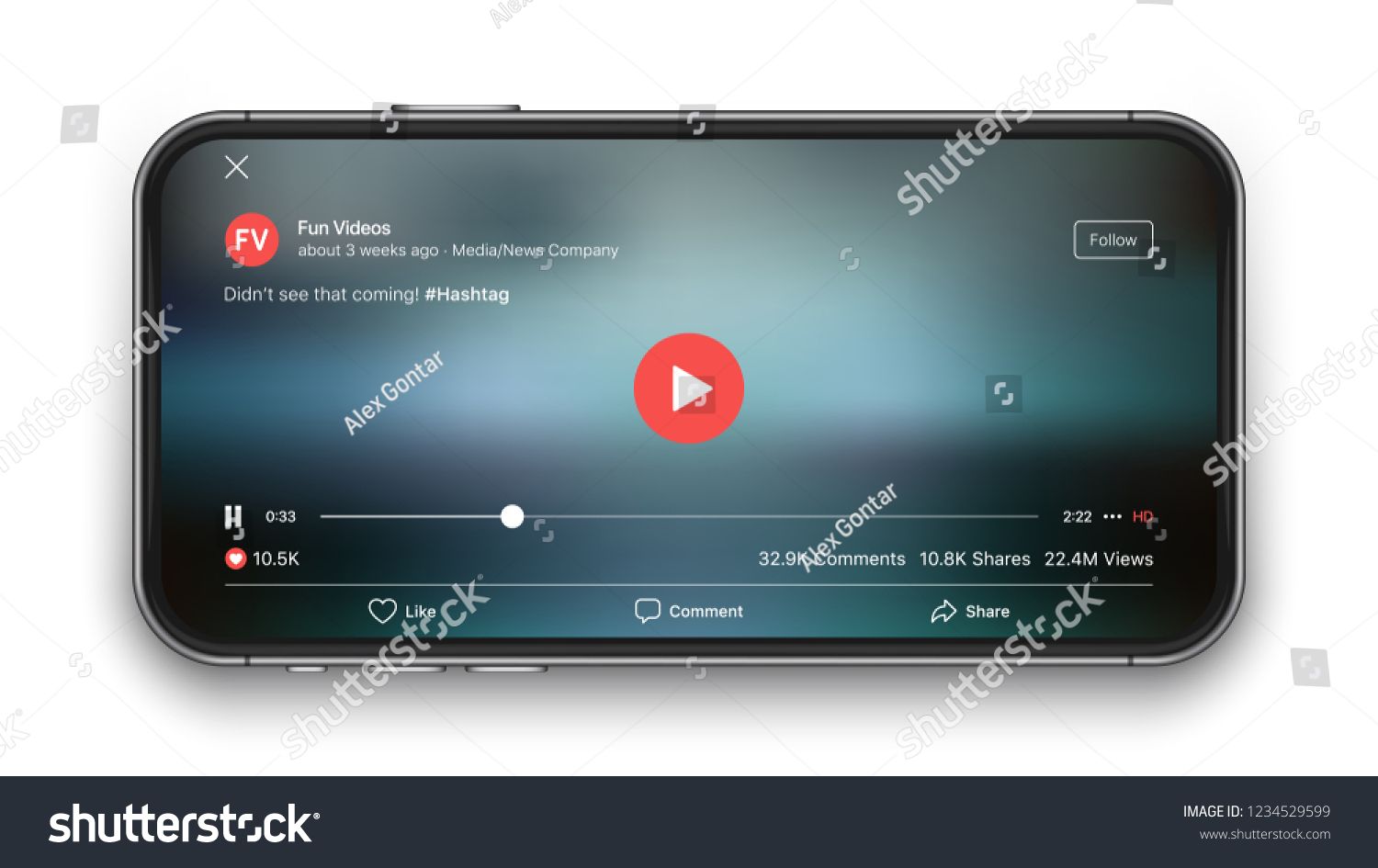 Mobile Video Player Vector Ui Concept For Social Network Facebook 1500x945 Mobile Video Player Vector Ui Concept For Social Network Facebook