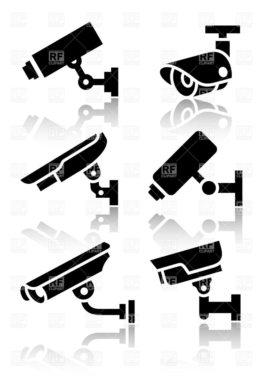 Video Surveillance Black Silhouette Stickers Vector Image Of Signs 847x1200 Video Surveillance Black Silhouette Stickers Vector Image Of Signs