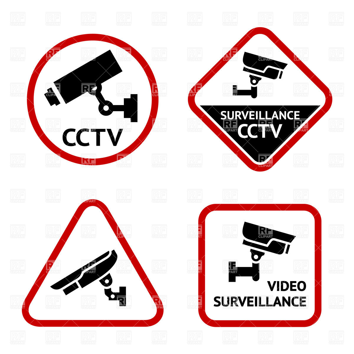 Video Surveillance Set Of Simple Signs Vector Image Of Signs 1200x1200 Video Surveillance Set Of Simple Signs Vector Image Of Signs