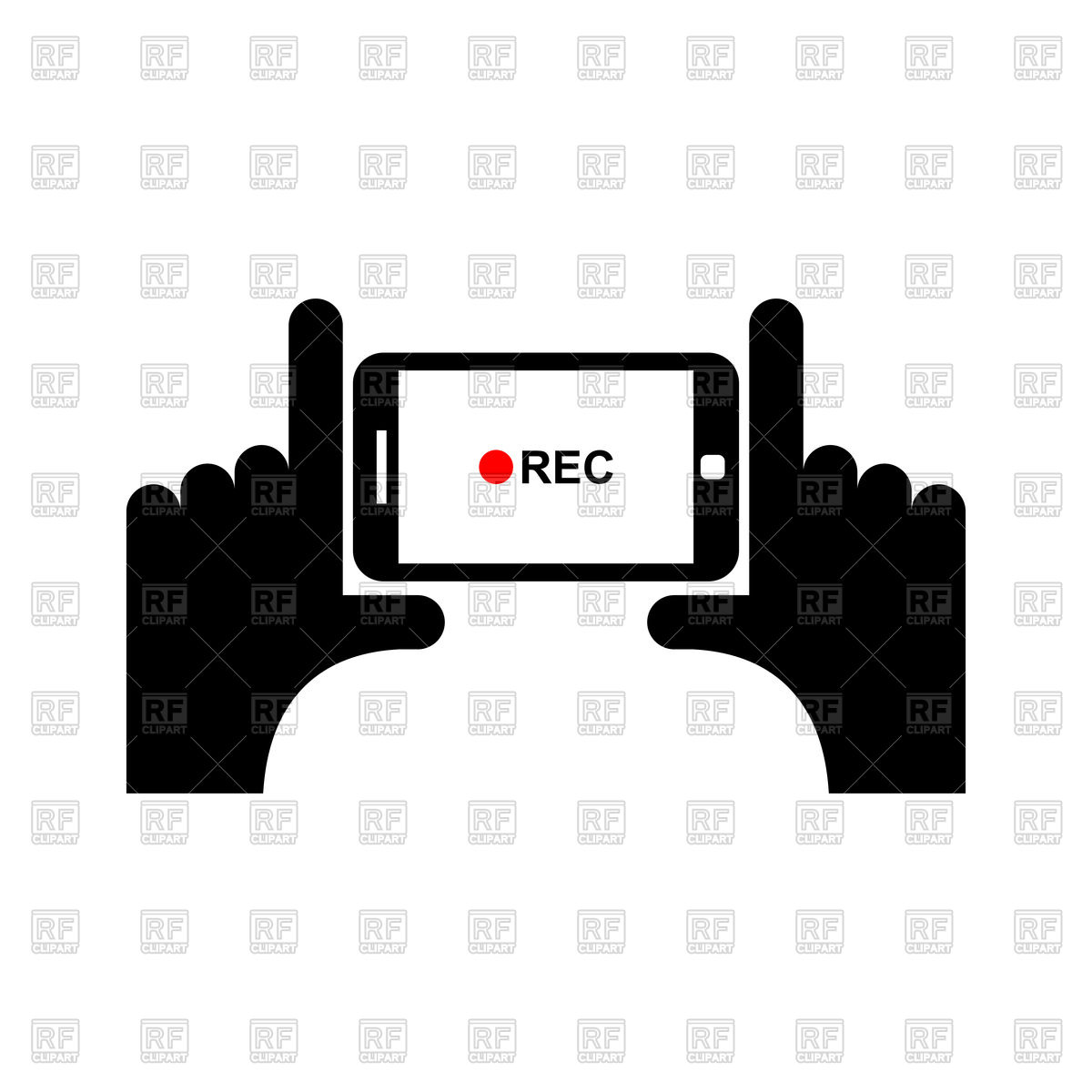 1200x1200 Horizontal Video Sign Hand And Smartphone To Shoot Video Vector