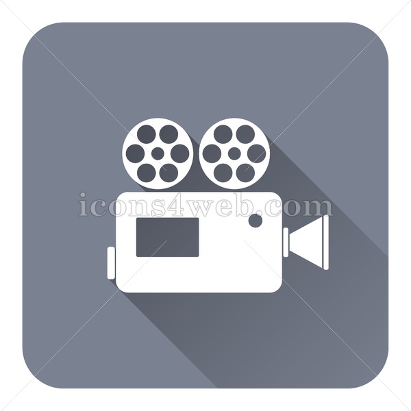 600x600 Video Camera Flat Icon With Long Shadow Vector