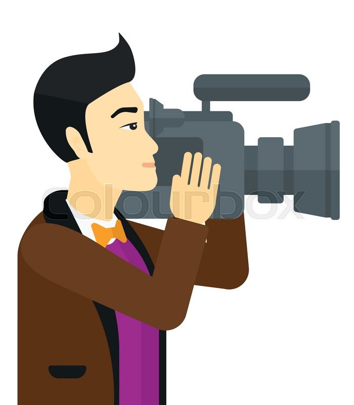 700x800 An Asian Cameraman With Video Camera Stock Vector Colourbox