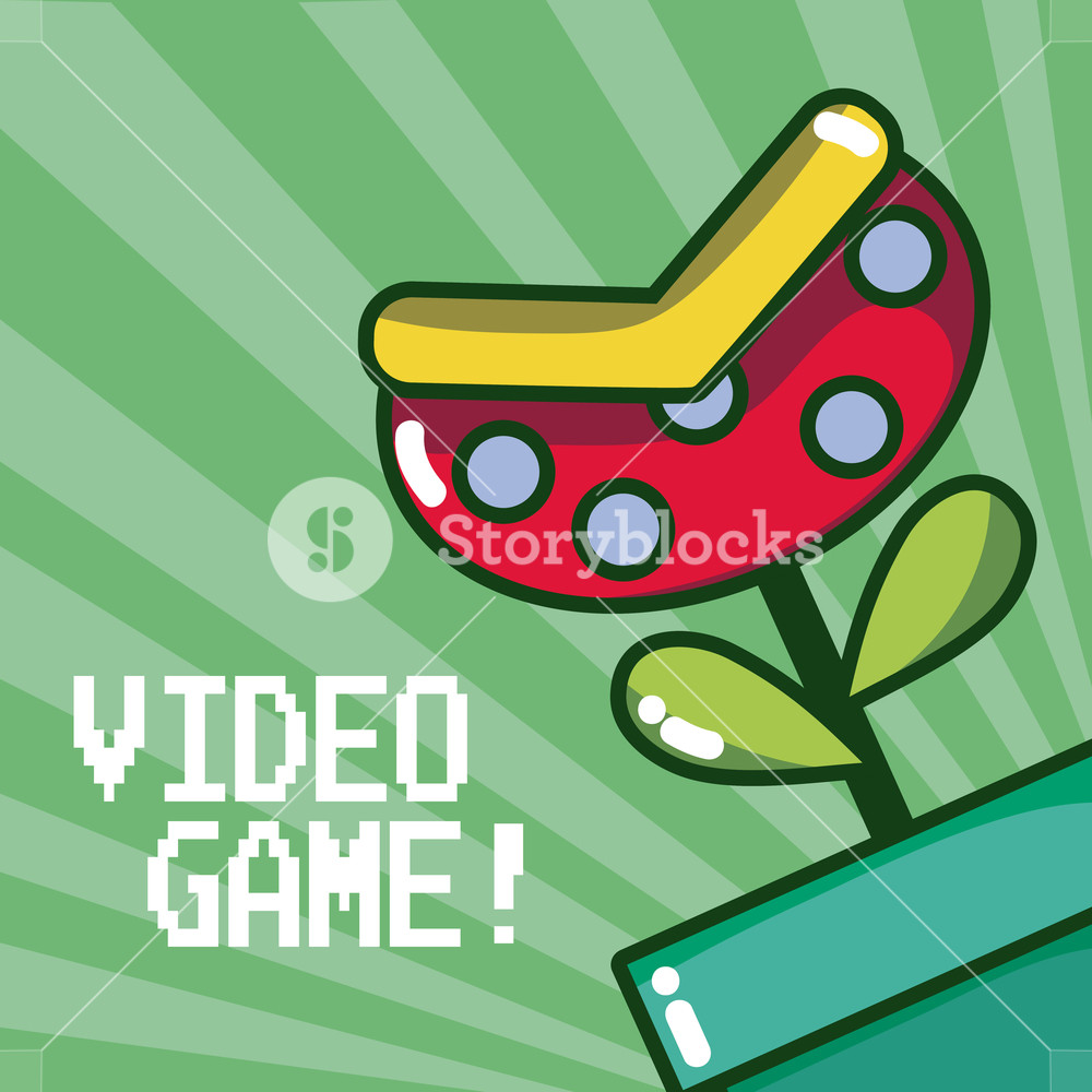 1000x1000 Plant On Pipe Videogame Vector Illustration Graphic Design Royalty