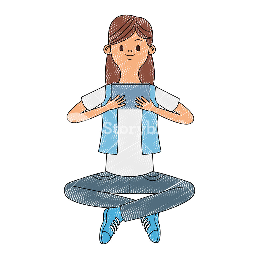 1000x1000 Girl With Portable Videogame Vector Illustration Graphic Design