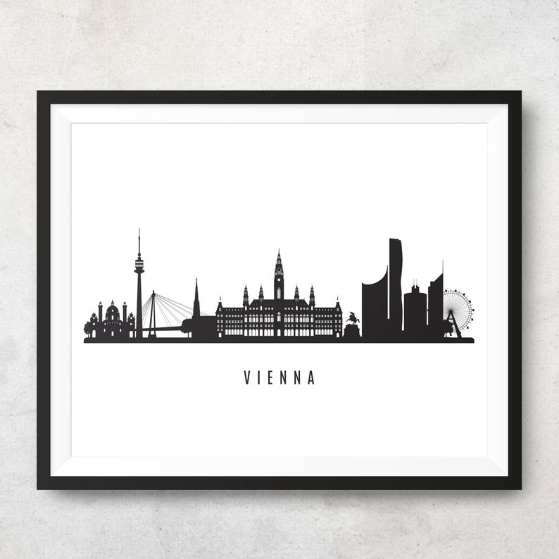 794x794 Vienna Skyline Printable Wien Black White Wall Art Vienna Etsy