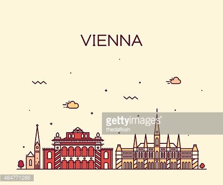 456x378 Vienna Skyline Trendy Vector Illustration Linear Premium Clipart