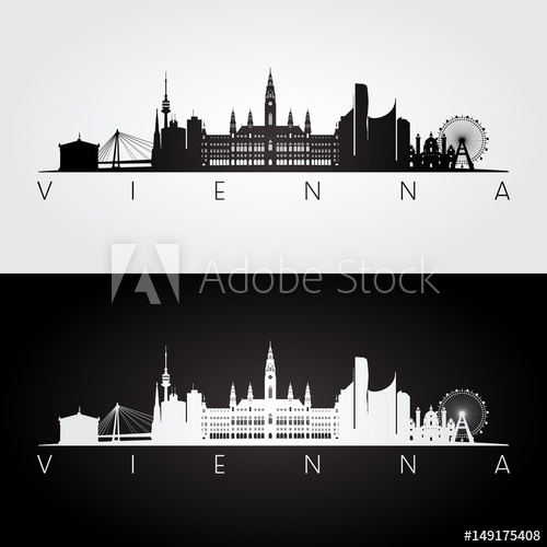 500x500 Vienna Skyline And Landmarks Silhouette, Black And White Design