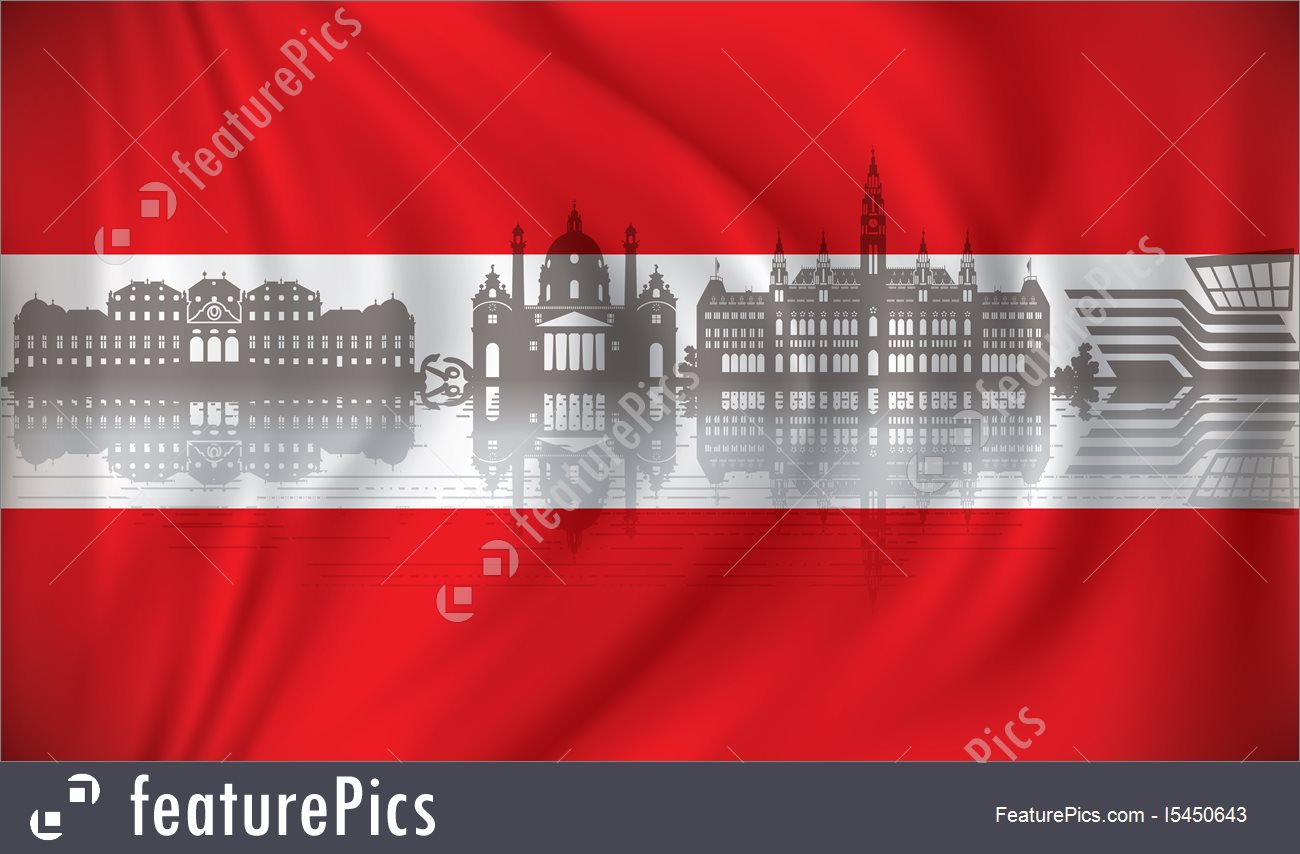 1300x854 Illustration Of Flag Of Austria With Vienna Skyline