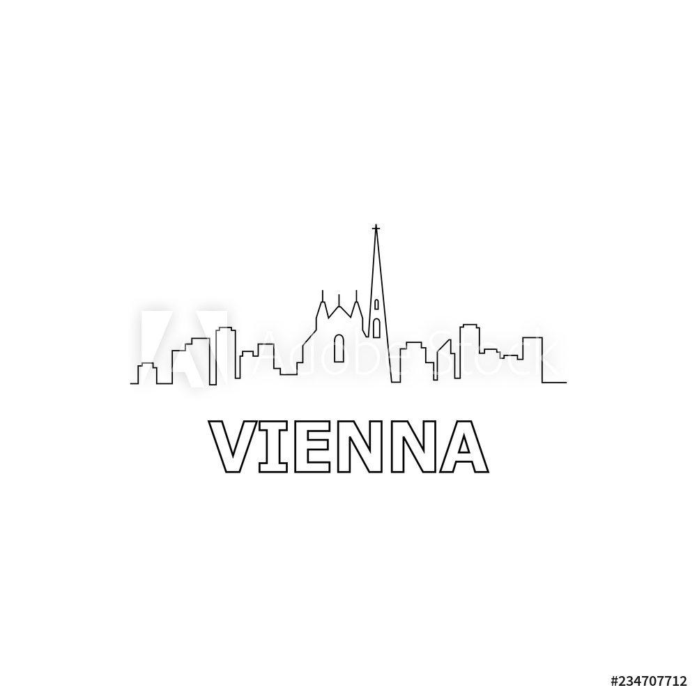 1000x1000 Photo Art Print Vienna Skyline And Landmarks Silhouette Black