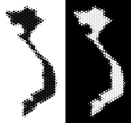 450x422 Dotted Halftone Vietnam Map Vector Geographic Map On White