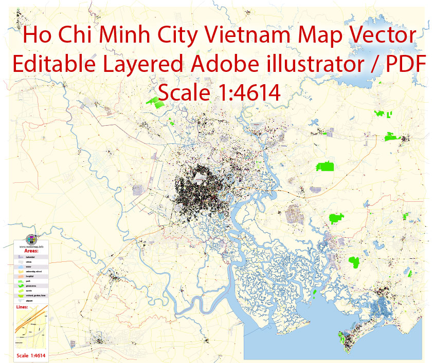 844x707 Ho Chi Minh City Vietnam Map Vector Exact City Plan Detailed