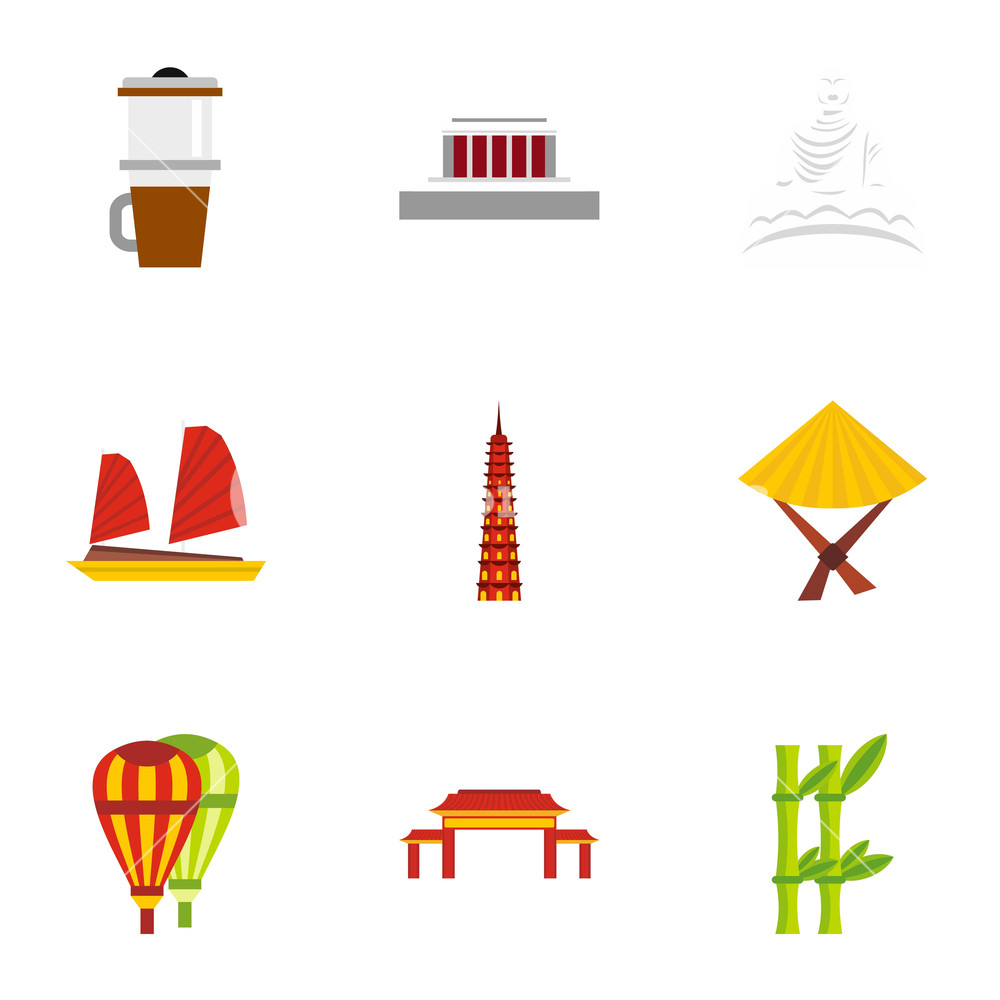 1000x1000 Country Vietnam Icons Set Flat Illustration Of Country Vietnam