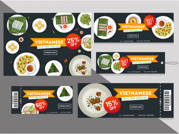 626x470 Vietnamese Cuisine Discount Coupons Or Tags Collection Vector